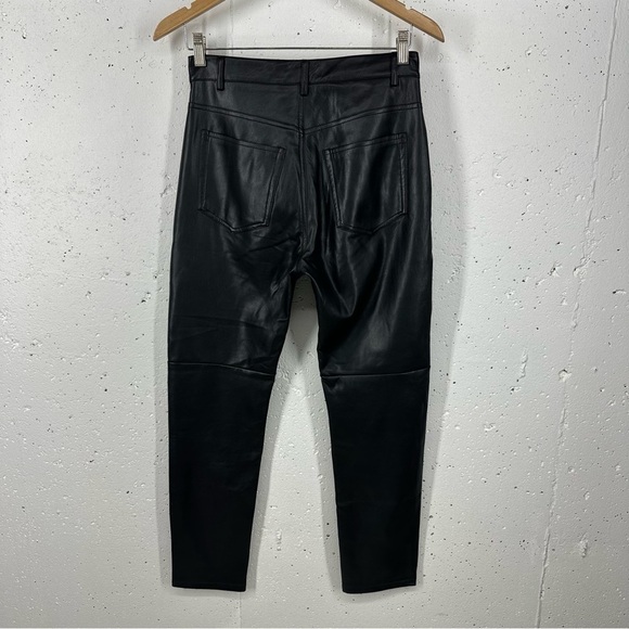 Pull & Bear size 4 Black Faux Leather High Waist Straight Leg Pants - Picture 7 of 13